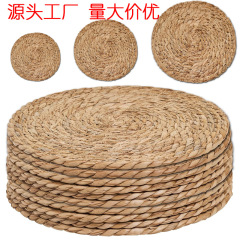 家庭用手編みダイニングマット日本式田園断熱カップマットテーブルティーテーブル草編み丸いボウルマット