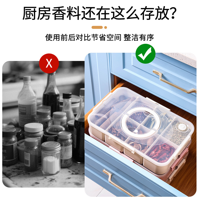 冰箱收纳盒跨境一体式食品级带盖调料盒便携分格手提保鲜盒批发|undefined