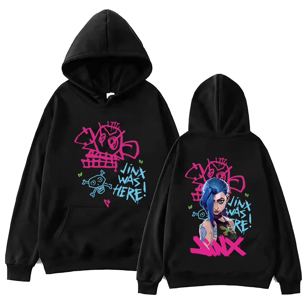 2025 Arcane-Jinx Hoodie Harajuku Hip Hop Pullover Aesthetic