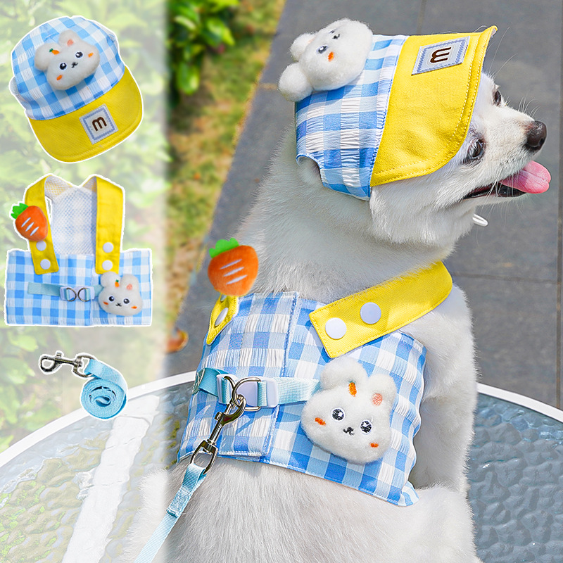 Original primavera y verano gato mascota correa para el pecho cuerda de tracción perro gato mascota ropa para gatos suministros para perros fuera