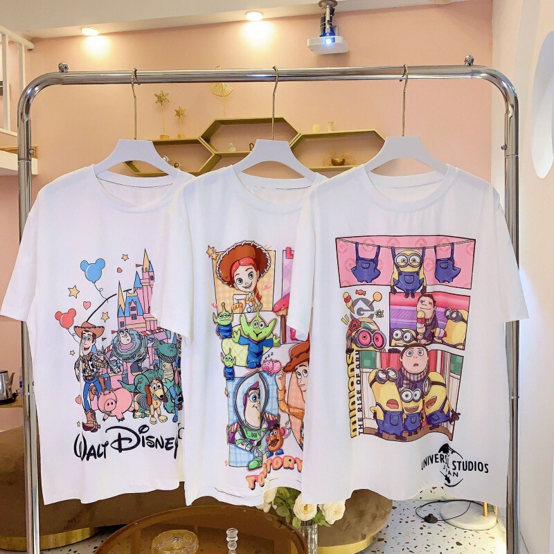 T-shirt Women's Design TOY Cartoon Summer K-style 2024 New Loose Mid-length Short-sleeved Top ins Cross-border