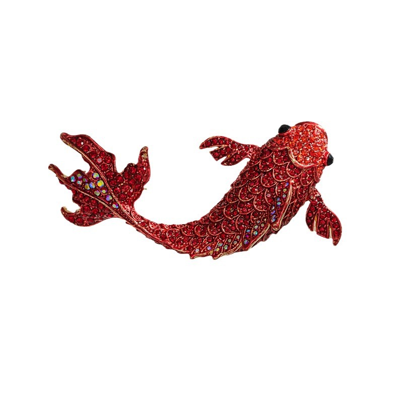 Good luck in the new year, red carp brooch, sweater cardigan pin ornament_voghion.com