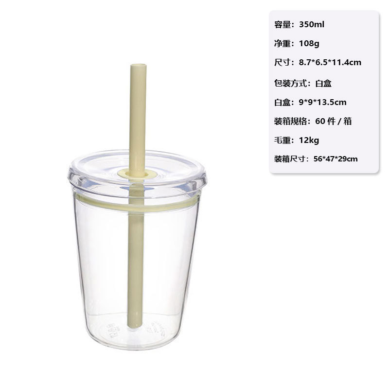 跨境新款350ml单层Tritan吸管杯 透明多色奶茶杯 高颜值防摔水杯|undefined