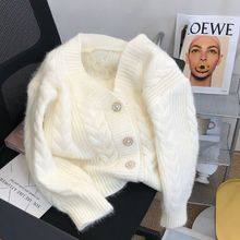 小清新花色针织衫开衫毛衣外套2024冬装新品韩版女装宽松气质上衣