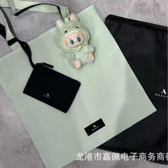 限定ブランドグッズ両面兼用ミントグリーン高级両面おしゃれキャンバスバッグショルダーバッグショッピングバッグ