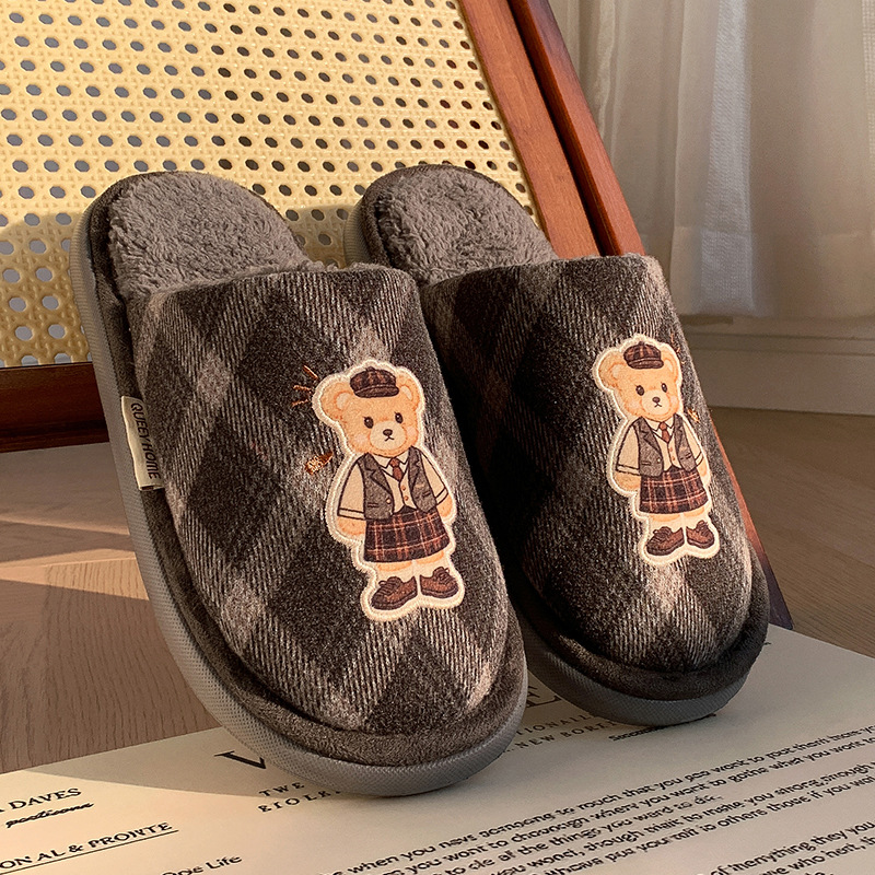 Zapatillas de algodón de felpa para el hogar, nuevo estilo, invierno para mujer, interior, cálido, antideslizante, resbaladizo, además de terciopelo, cómodas, pareja, zapatillas de algodón, invierno para hombre