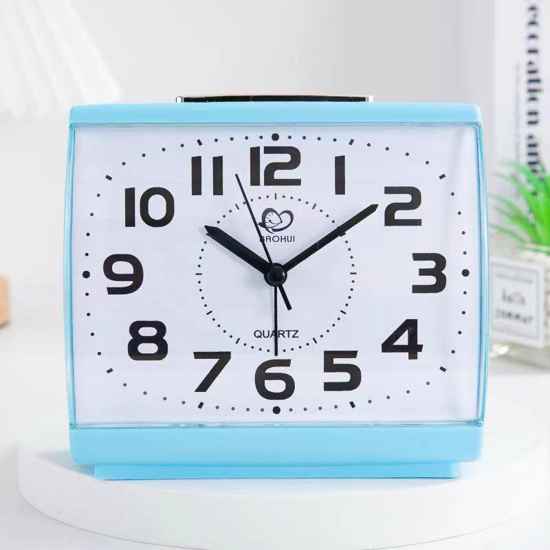 Reloj despertador cuadrado grande de fabricante al por mayor con luz, movimiento silencioso de alta calidad, reloj de escritorio con espejo acrílico irrompible.