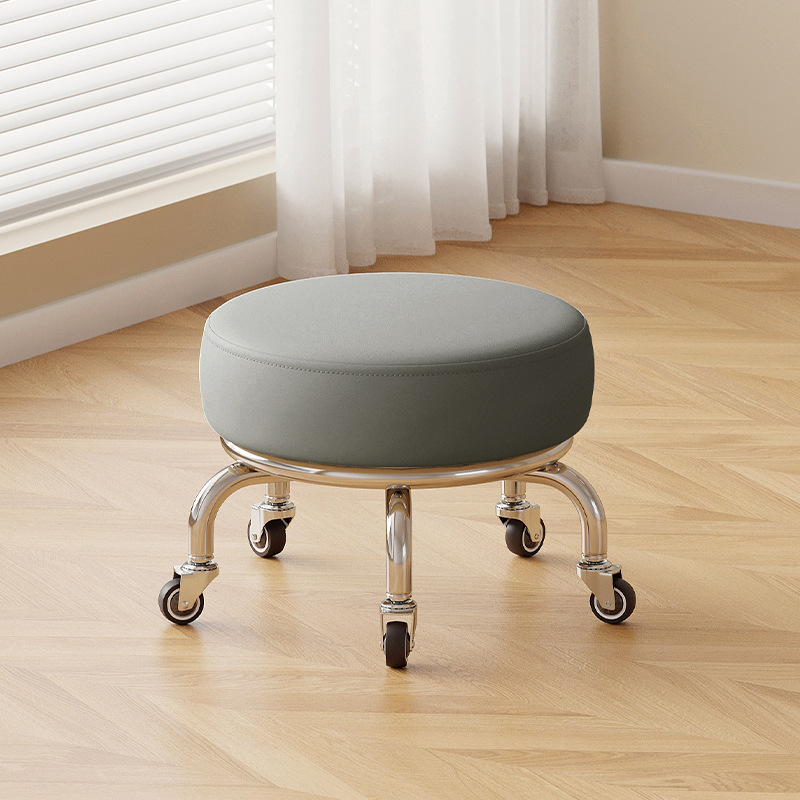 Polia doméstica taburete bajo rueda universal pequeño taburete silencioso rotativo taburete redondo móvil con artefacto moderno y simple
