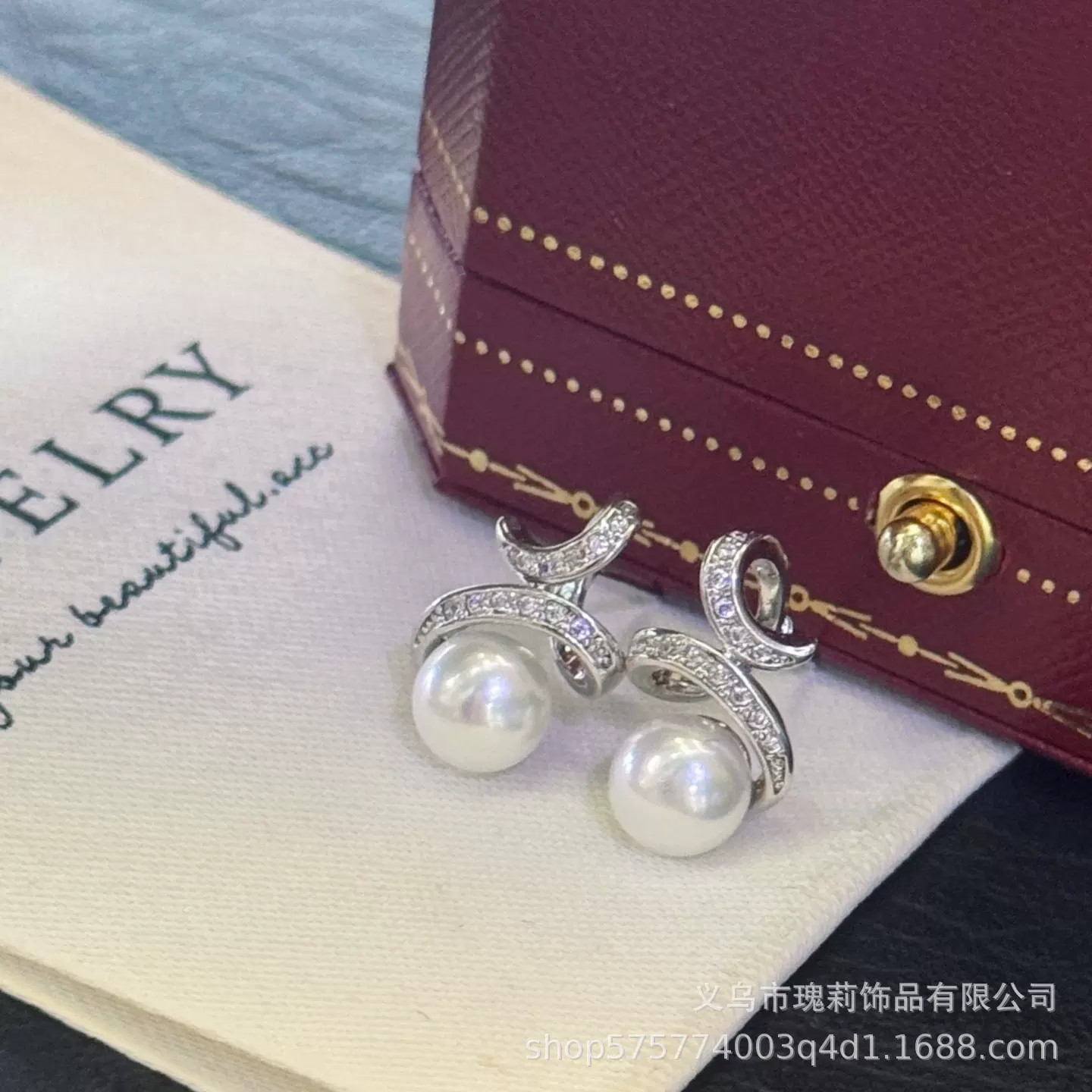 新品天然淡水珍珠耳环几何气质耳钉小众设计简约百搭耳饰女