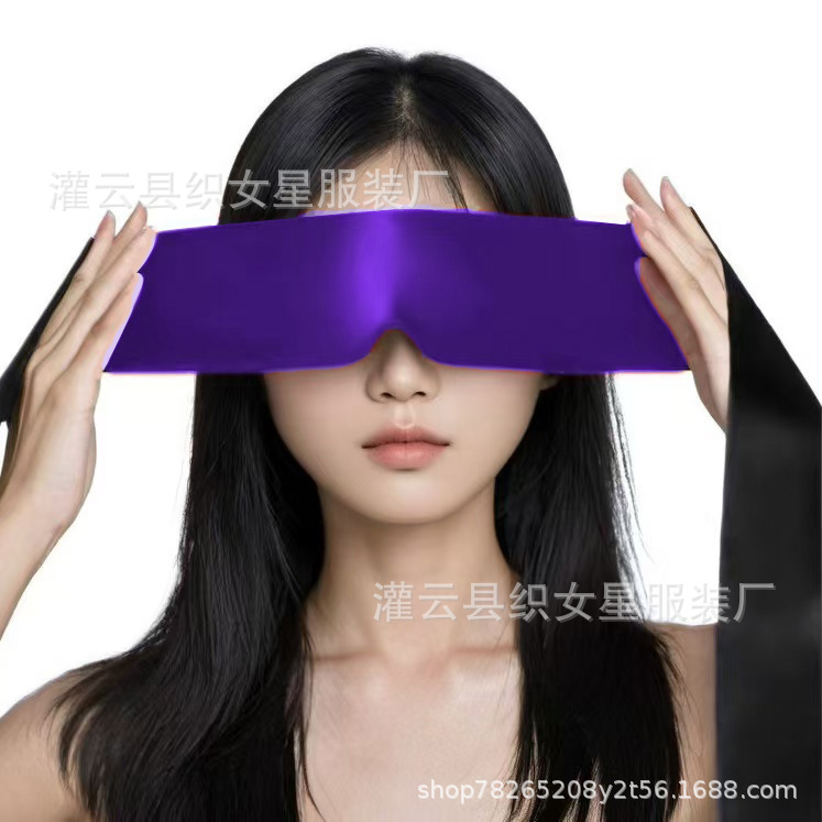 Opaque Blindfold and Hand Strap Set with Ribbon Bow, Rose Red and Black — detail image 6