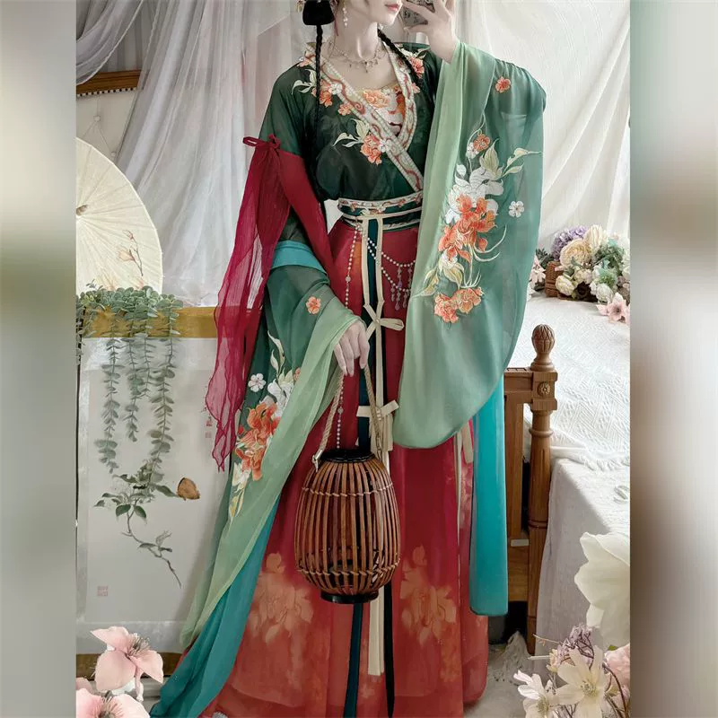 Zui Shige [Xing Yunmeng Ying] Оригинальный ханфу, южно-северный стиль, широкие рукава кисточкой, поясная юбка, комплект из семи предметов, изящный, феерический, моделирующий фигуру