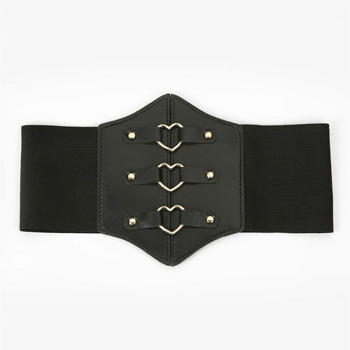 European and American ladies body decoration restraint girdle crocodile pattern PU leather heart buckle head body chain decoration belt