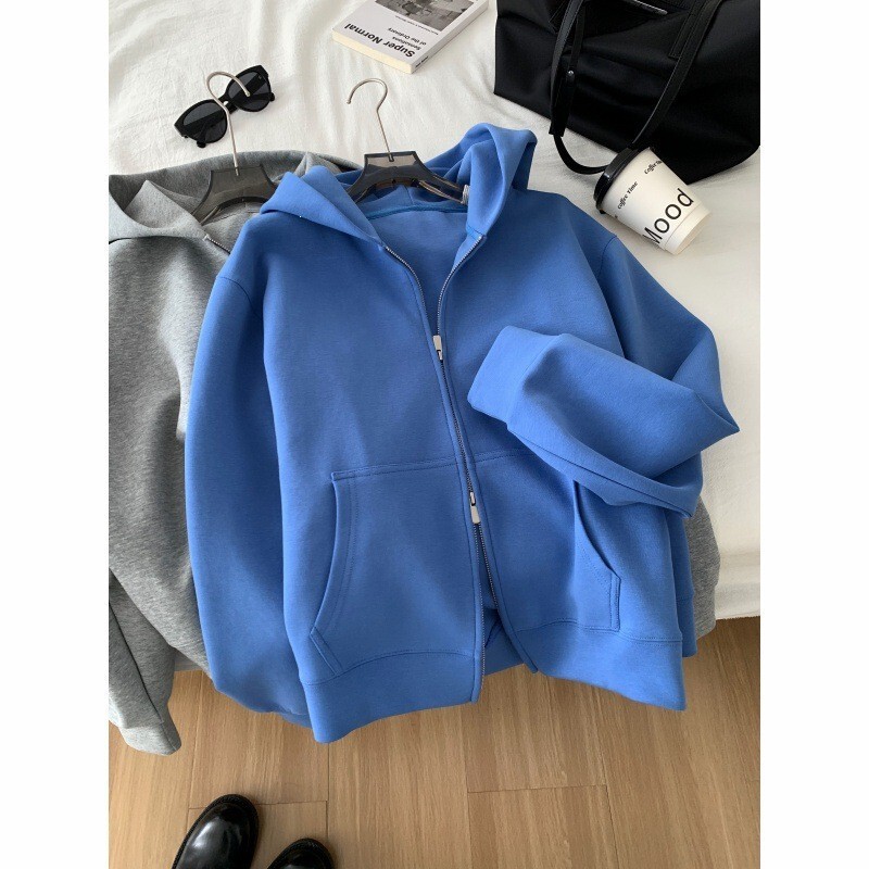 2026 Autumn 380g High Weight Double Zipper Air Layer Jacket Women's Spring and Autumn Loose Casual Hooded Cardigan 2026 Autumn 380g High Weight Double Zipper Air Layer Jacket Women's Spring and Autumn Loose Casual Hooded Cardigan