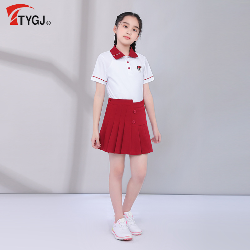 TTYGJ children's golf clothing summer short-sleeved shirt girls' sports polo shirt Korean style Youth T-shirt children's clothing