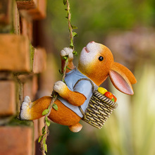 可爱小兔子壁挂户外庭院阳台民宿造景装饰花园艺盆挂攀爬树上吊就