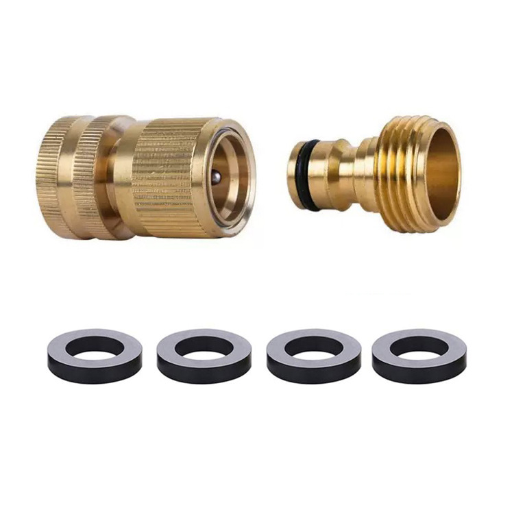 跨境花园软管快速连接水管接头 3/4英寸黄铜无泄漏母头公接头套件