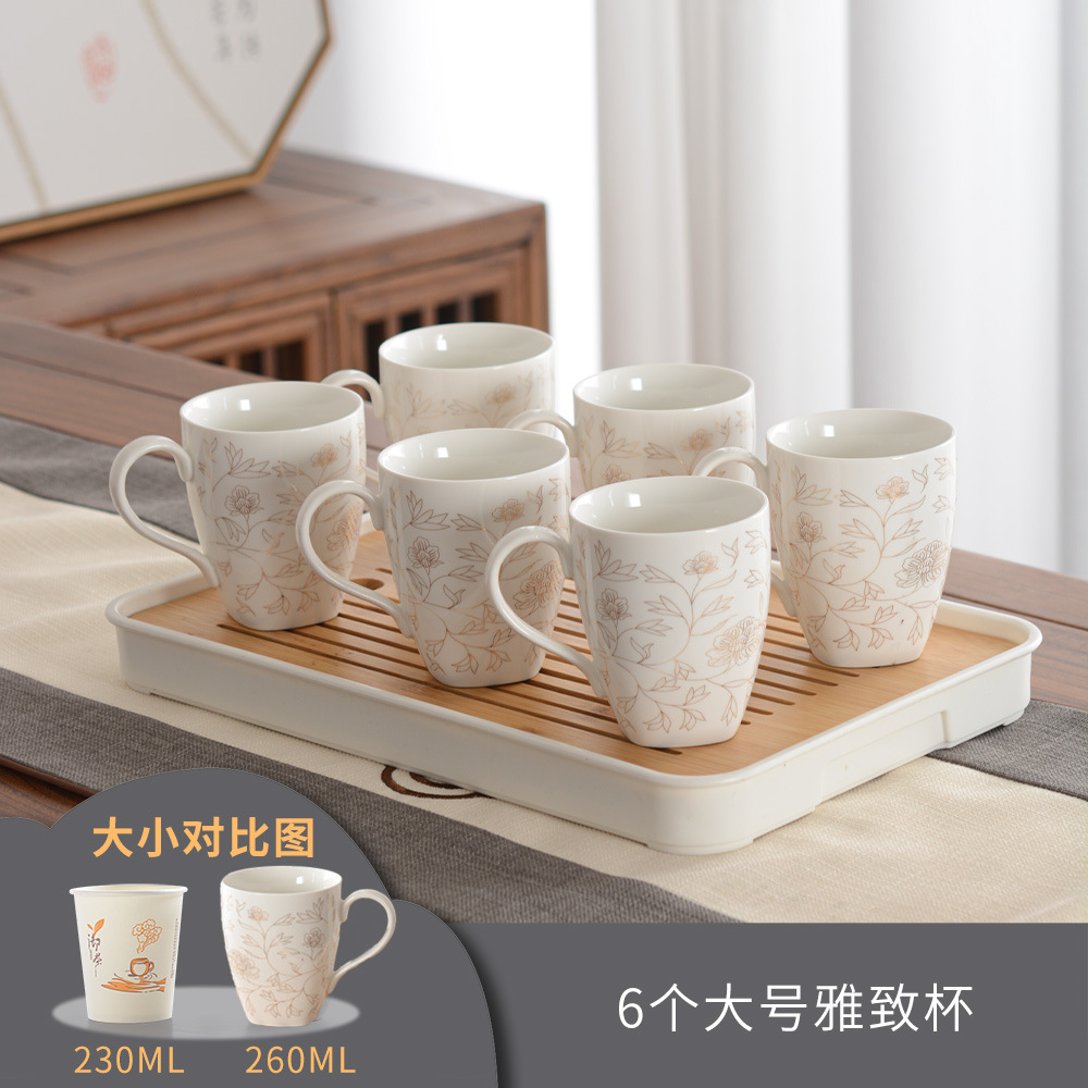 뚜껑 없는 대형 컵 6개(모두 트레이 제외)