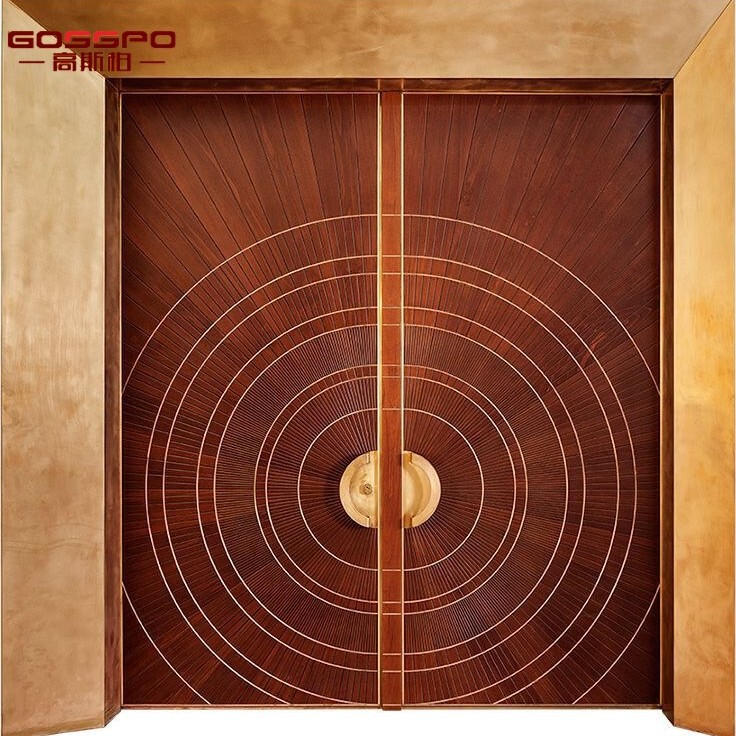 Custom-Made Solid Wood Double-Door Villa Entrance with Wood Grain Design for Foreign Trade, Suitable for Self-Built Houses with Large Carved Doors Custom-Made Solid Wood Double-Door Villa Entrance with Wood Grain Design for Foreign Trade, Suitable for Self-Built Houses with Large Carved Doors