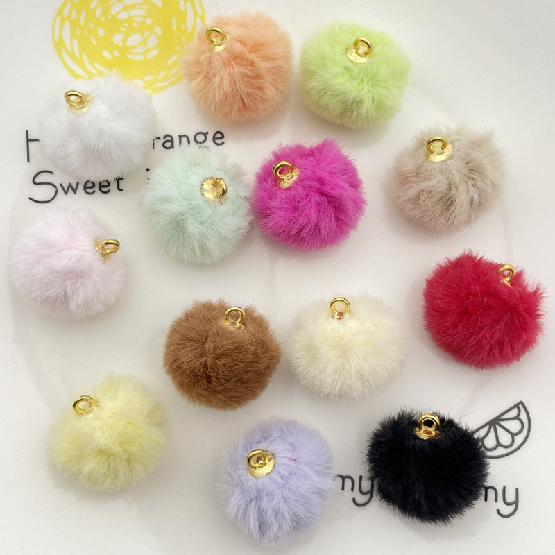 Cross-border color imitation rabbit fur 2CM fur ball pendant DIY jewelry accessories pendant necklace earrings headdress material wholesale