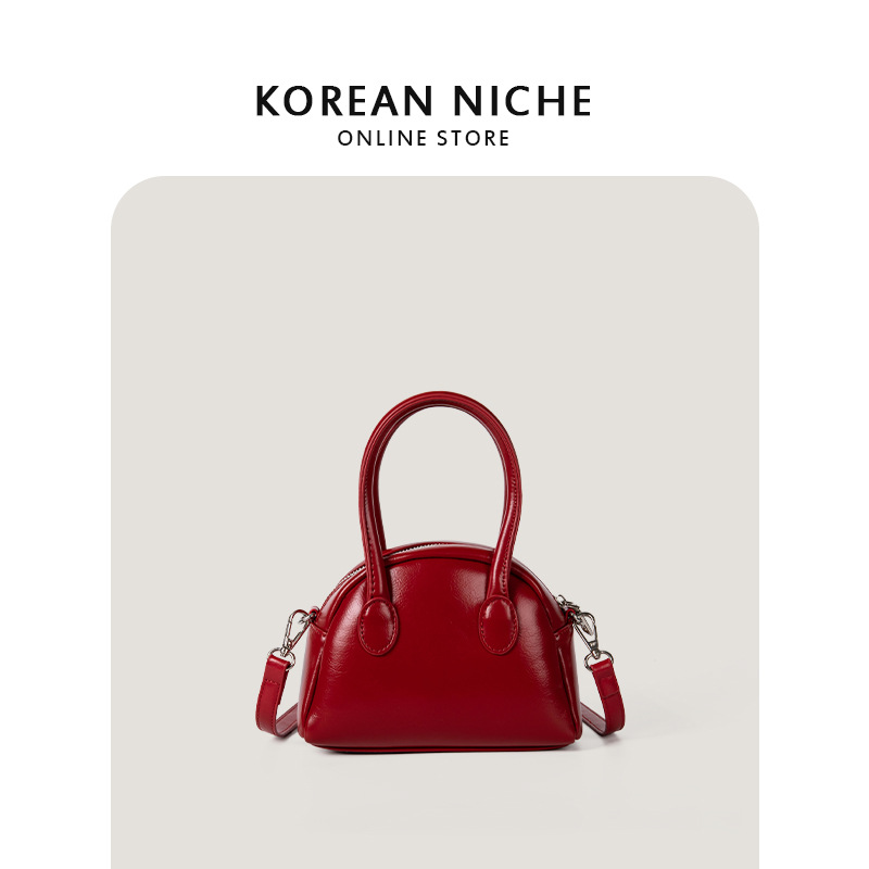 Nuova borsa a tracolla singola lucida con texture di design di nicchia coreano per le donne, mini bowling portatile semplice e versatile_voghion.com