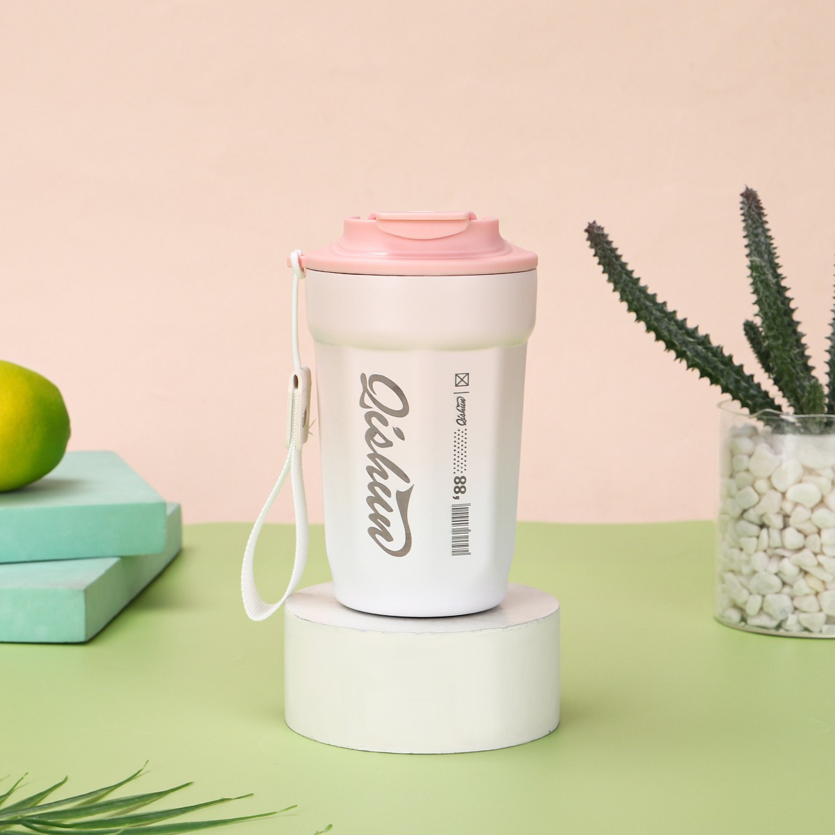 New Simple Gradient Octagonal Coffee Ceramic Inner Liner, Insulated With Handle, Portable Outdoor Cup_voghion.com