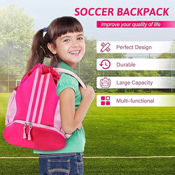Cross-Border Best-Selling Youth Football and Basketball Bag with Compartment Elastic Band Backpack, Lightweight, Sturdy and Waterproof