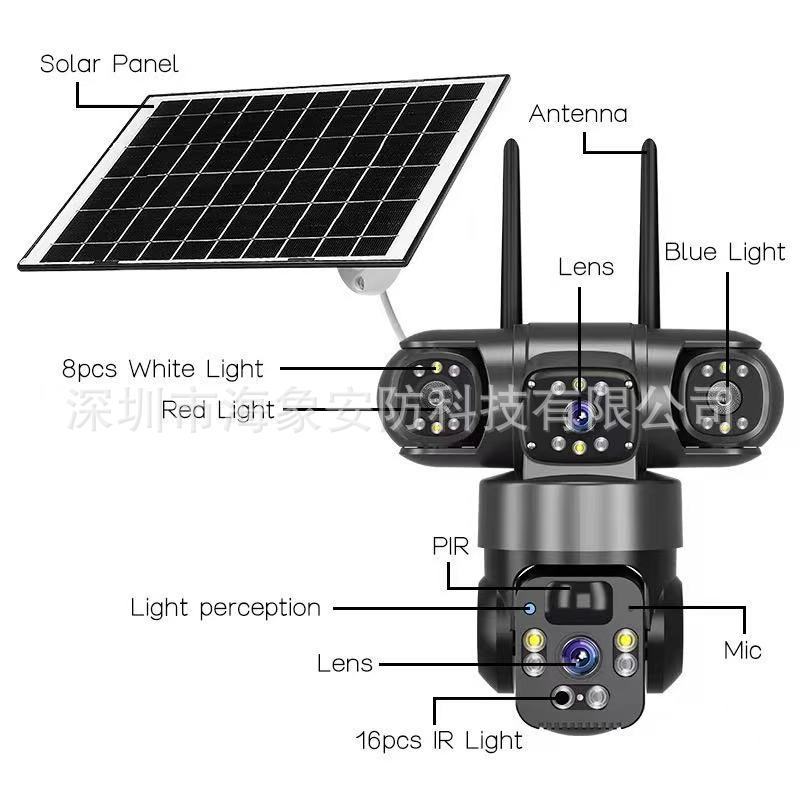 V380PRO 屋外 WiFi/4G ソーラー監視カメラ HD フルカラーナイトビジョンマルチスクリーン携帯電話リモート|undefined