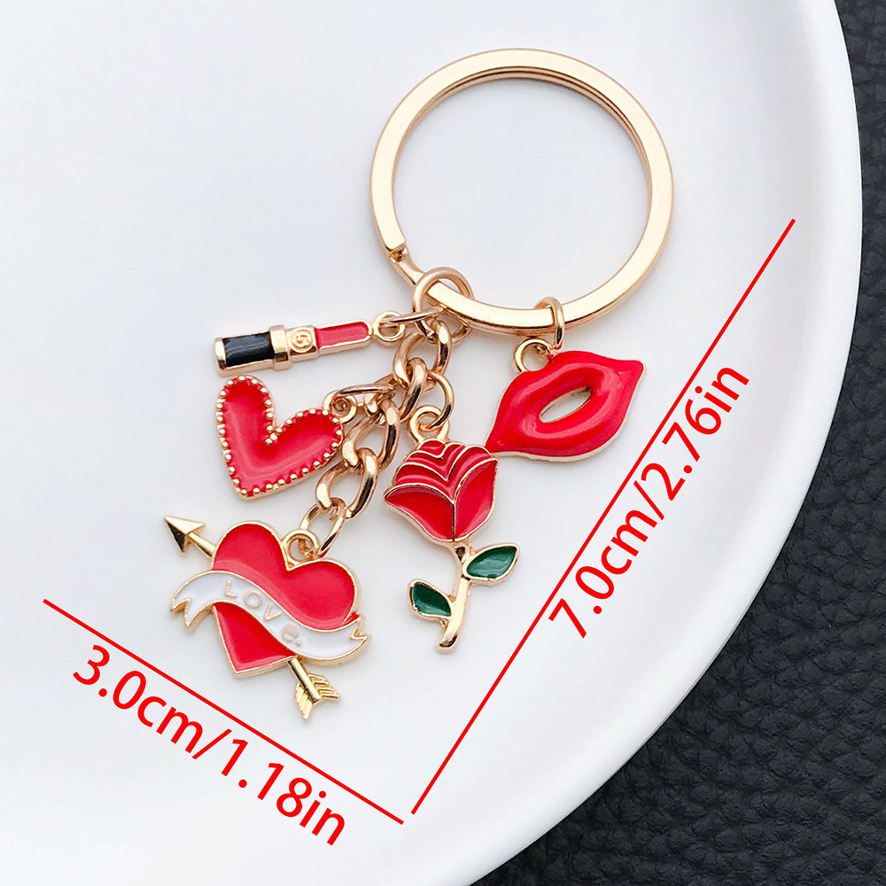 Unisex Gender Lady Simple Style Heart Shape Floral Zinc Alloy Unisex Keychain