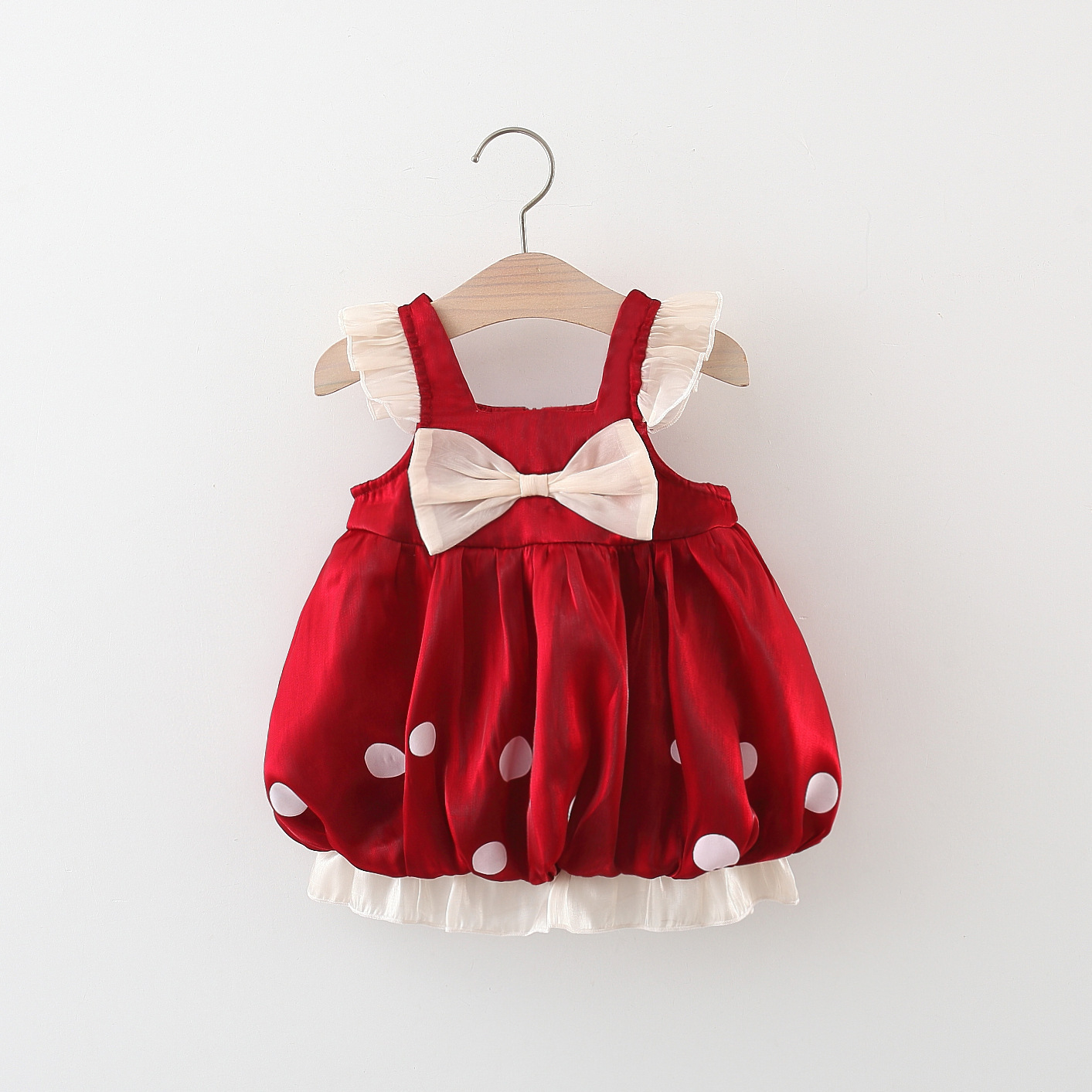 Summer dress with sleeves with bow girl's