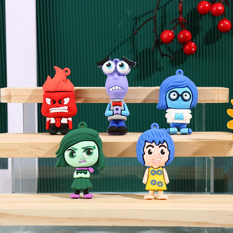 创意卡通头脑特工钥匙扣公仔挂件汽车钥匙链挂饰盲盒娃娃机小礼品