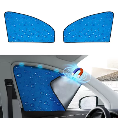 Cross-Border Single-Layer Sun Protection Retractable Magnetic Car Curtain Magnet Car Sunshade Water Drop Car Sunshade Side Shield (Sun shade) - 80cm-length-x-50cm-width-2-pack-front-window