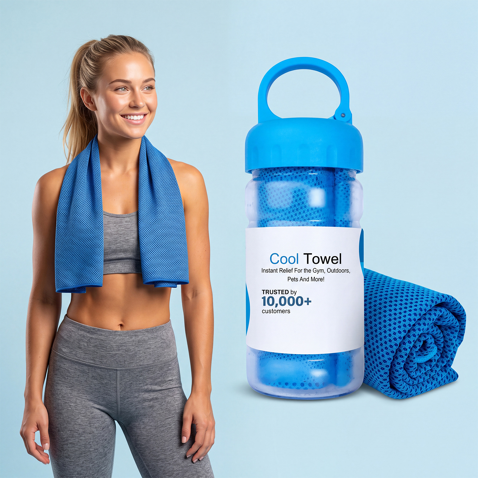 Cooling Towel (Sky Blue) Suitable for Outdoor Sports, Soft, Absorbent, Portable, Cold-Sensing, Sweat-Absorbing Towel