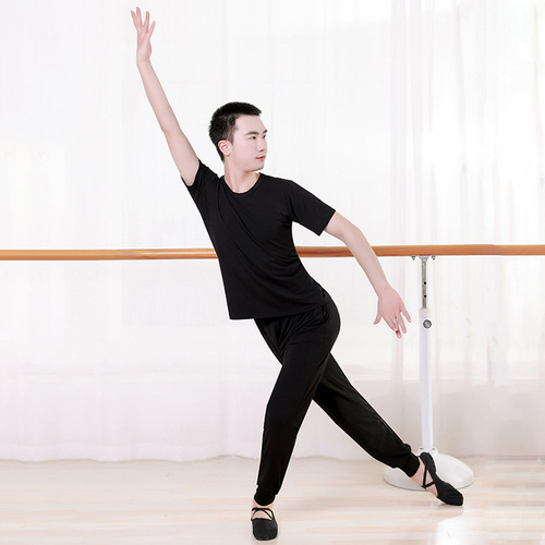 Dance clothing men's suit new practice clothing top modern dance school men's body training clothing black carrot pants