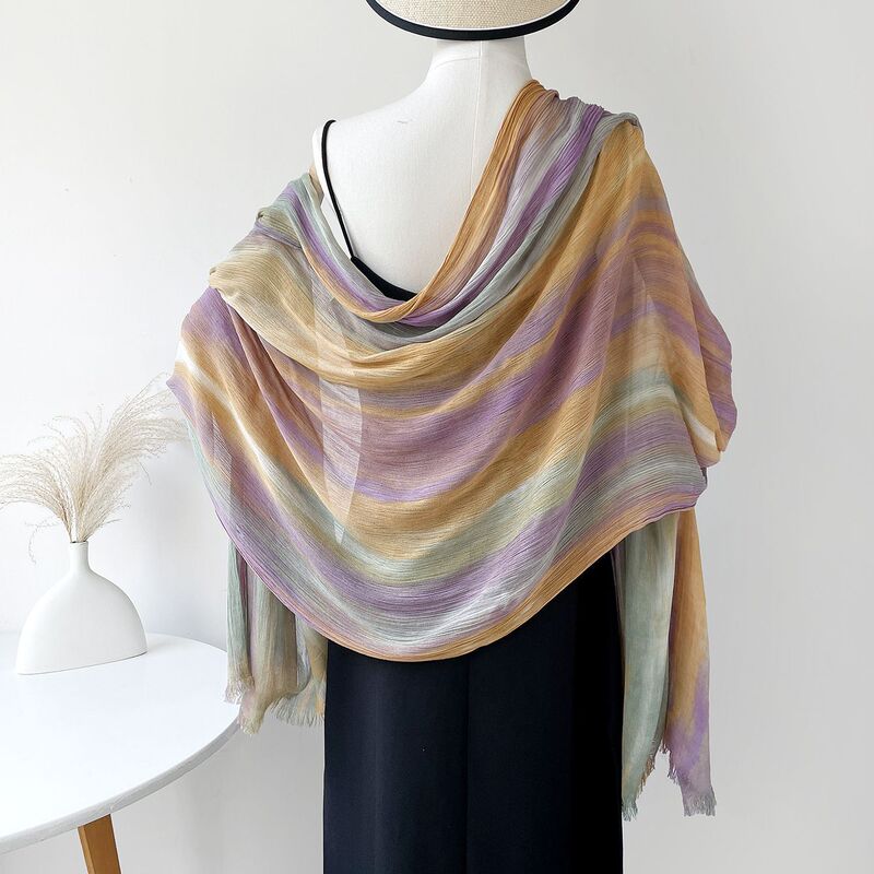 Summer Thin Printed Shawl European and American Style Beach Vacation Desert Sun Protection Dustproof Scarf Women's Versatile Outerwear Shawl