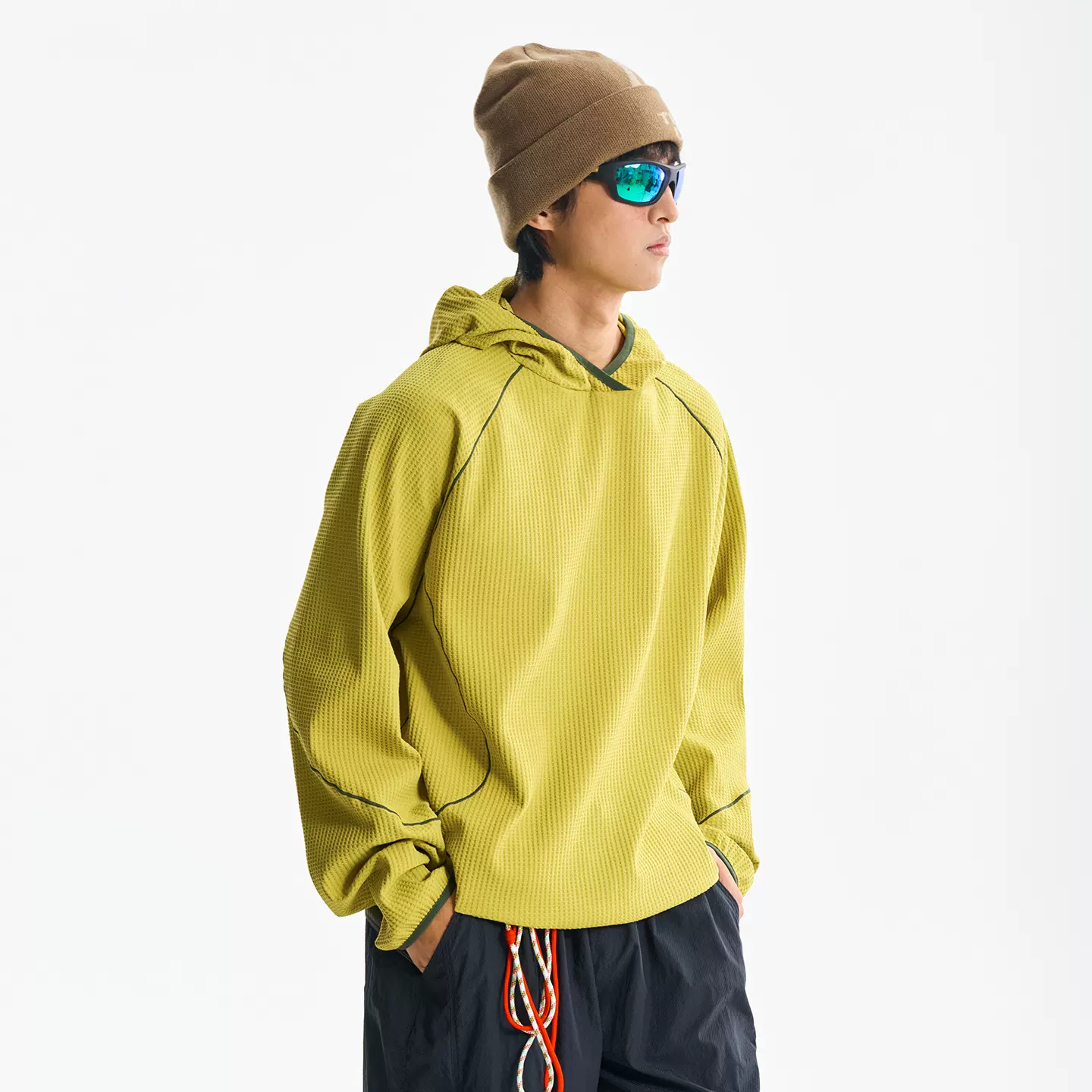 黑舰队户外轻量运动连帽衫吸湿速干华夫格宽松长袖T恤卫衣LW99022