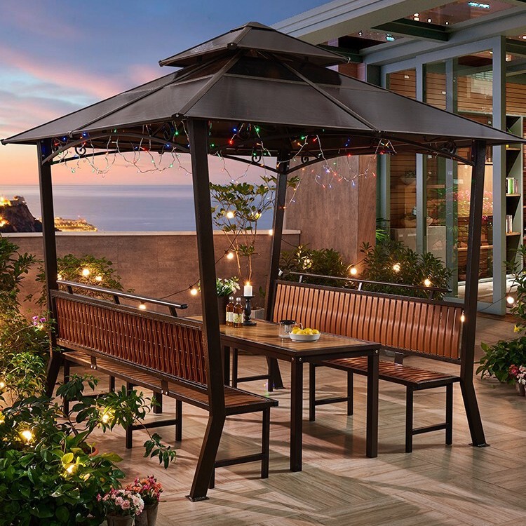 Outdoor gazebo Villa Courtyard Garden by gazebo tent Sunlight board pavilion European-style outdoor park terrace sunshade