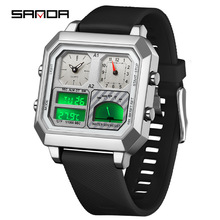 三达智能环境测温电子手表学生时尚百搭手表多功能防水计时电子表