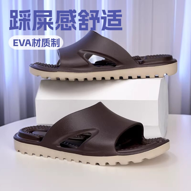 Particle Massage Arch Support Recovery-Type Men's Water-Draining Slippers with Bionic Drainage System, Non-Slip Bathroom Sandals