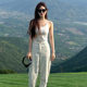 Zhao Lusi Same-style White Camisole Women's Summer Thin Outer Wear Inner Belt Chest Pad One-piece Base Top