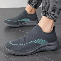 2024春季飛織網鞋一腳蹬大碼男鞋休閒鞋襪子鞋彈力情侶網面運動鞋