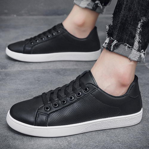 2024 Spring New Breathable White Shoes Men's Shoes Korean Style Casual Leather Shoes Men's Sneakers Versatile Trendy Shoes