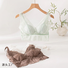 真丝美背文胸蕾丝性感仙气无钢圈薄款桑蚕丝内衣短吊带收副乳内搭