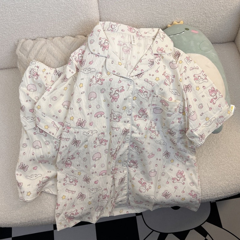 Hot-Selling Sweetheart Paradise Cloud Cotton Gauze Short-Sleeved Shorts Summer Thin Pajamas Women's Casual Home Wear Set