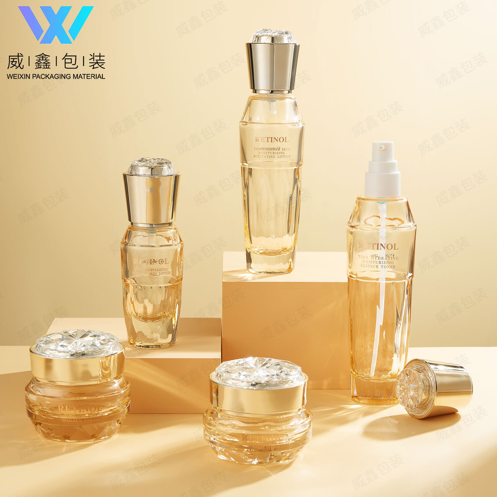 新款现货乳液爽肤水面霜精华护肤品套装玻璃瓶5-120ml全套厂家