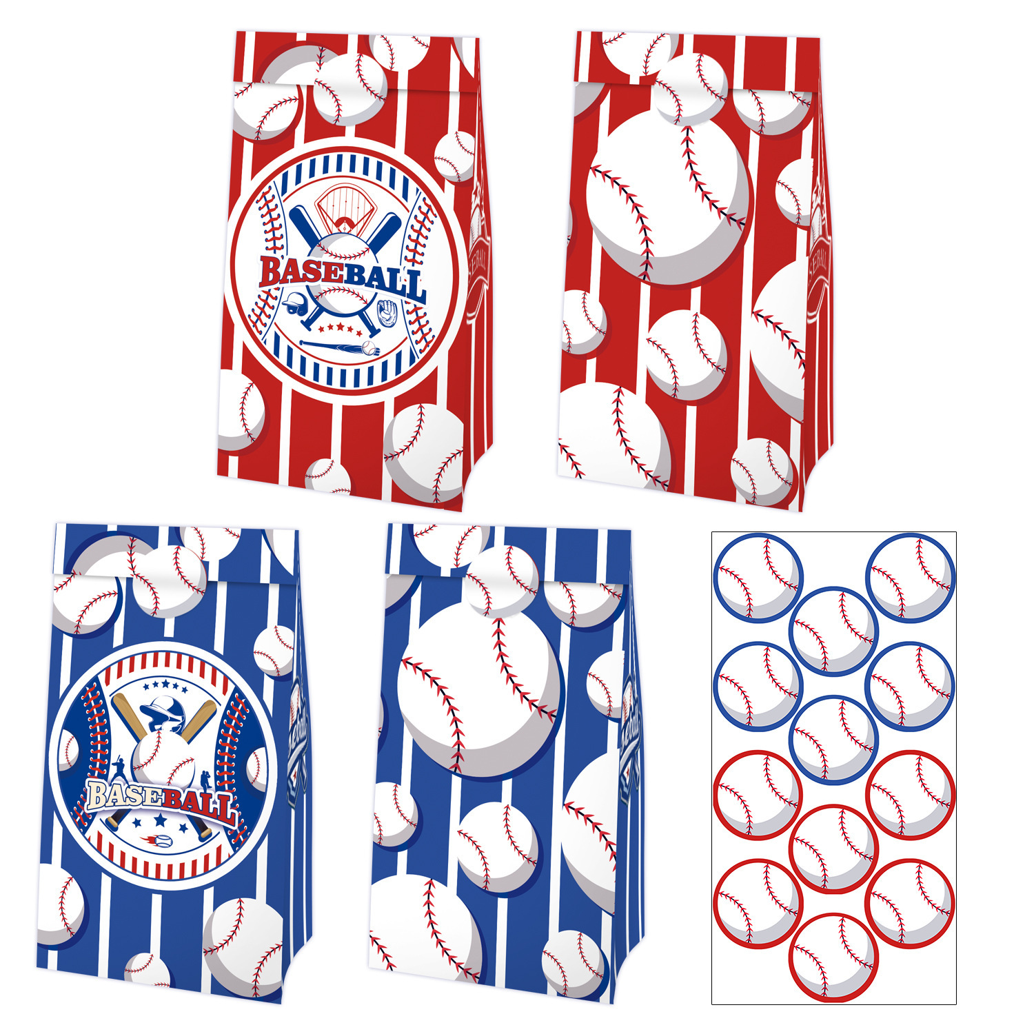 棒球主题派对装饰礼品袋贴纸糖果袋牛皮纸袋球类派对用品