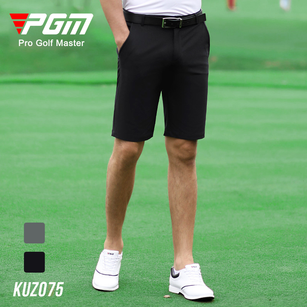 Quần short golf nam thể thao mùa hè co giãn cao thoáng khí — KUZ075 màu trơn quần short màu đen, KUZ075 màu trơn quần short màu xám