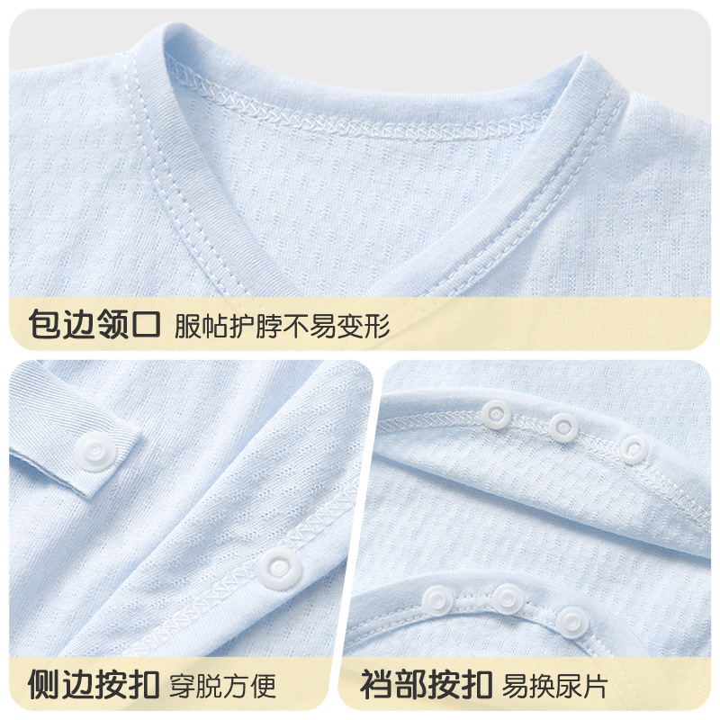 Ropa de bebé de una pieza, ropa de verano para recién nacidos, mampara delgada para hombres y mujeres, ropa de pedo triangular de manga corta de algodón puro, ropa de verano para bebés