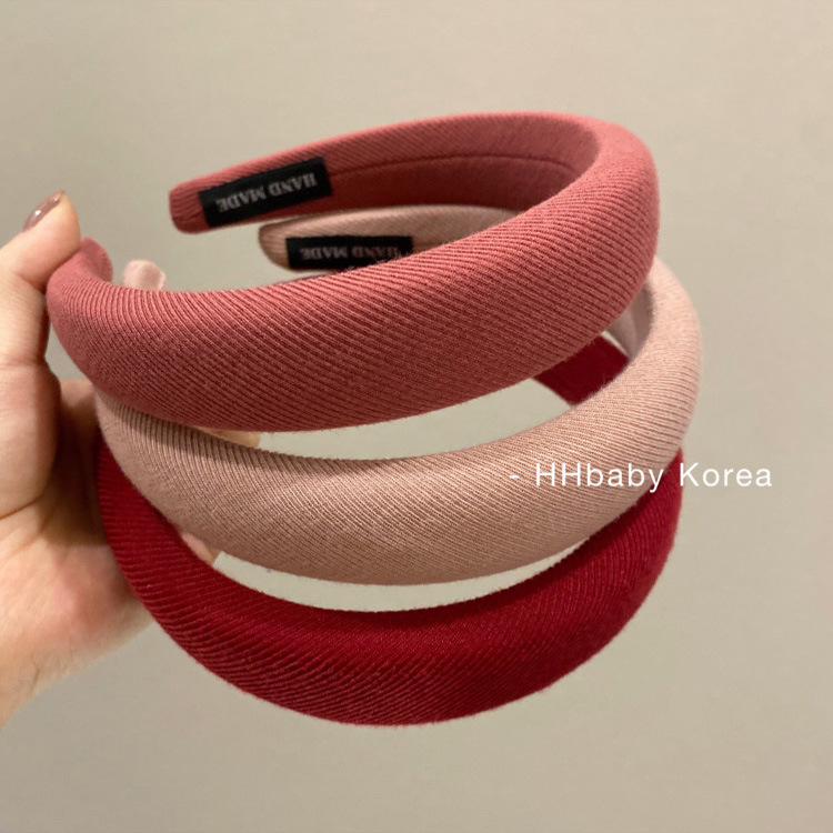 Korea Retro Pink Sponge Hairband Women's Internet Celebrity 2022 New Solid Color Elevated Cranial Top Wash Face Headband_voghion.com