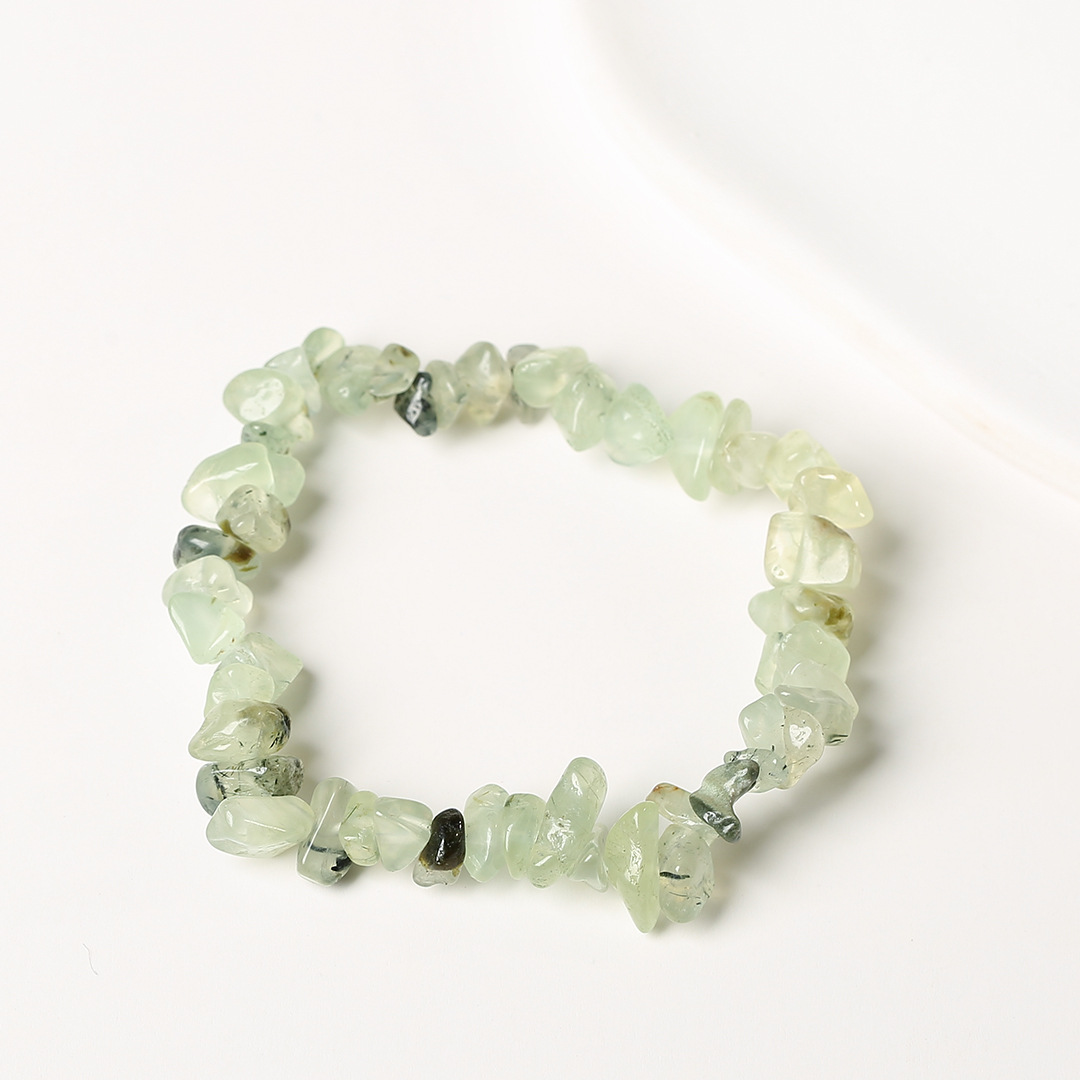 Pulsera de anillo único de piedra de cuartil natural irregular pulsera de cuerda elástica de piedra original estilo fresco simple y versátil