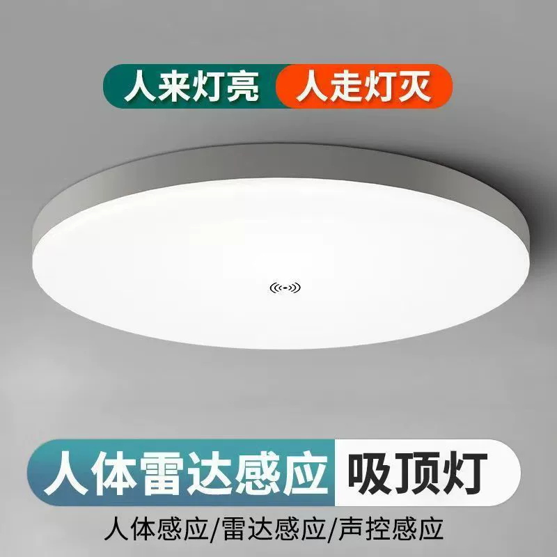 LED ультратонкая квадратная потолочная светодиодная лампа с индукцией, три цвета, датчик присутствия